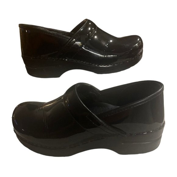 Dansko Shoes - Dansko Clogs Mules Black Nursing Patent Black Leather Comfort Women Shoe 9.5